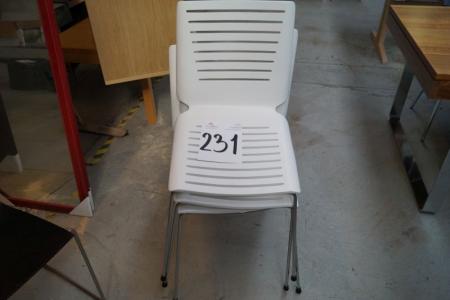 3 pieces. chairs, white plastic frame chromium