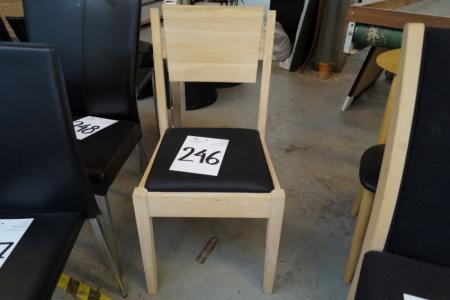 Chair, black leather, oak frame