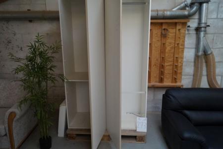 2 shared cabinet, white laminate m. 6 shelves. H 195 x 120 cm b