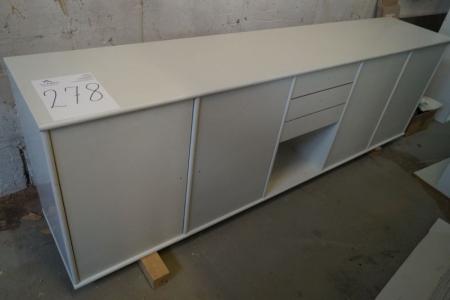 Sideboard white m. 4 cabinets and 3 drawers. L 198 x B 38 cm