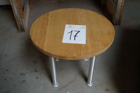 Lille rund bord m. egetræsplade (Maestro), chrom ben, Ø60 cm