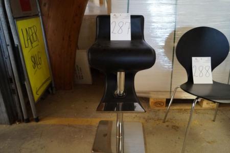 Bar stool, black leather, chromium