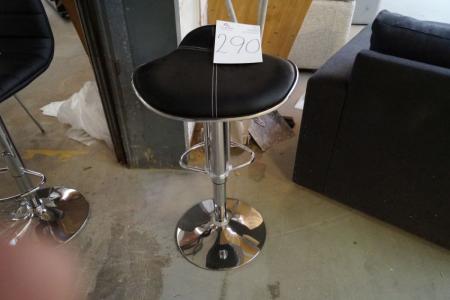 Bar stool, black leather w. White stitching