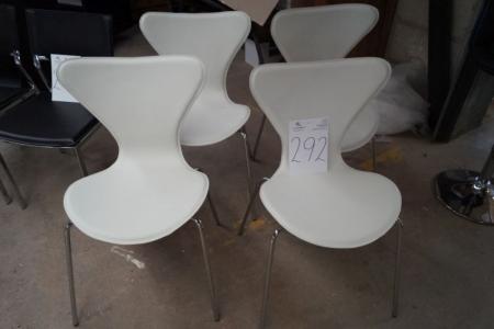 4 Stk. Stühle, weißes Leder