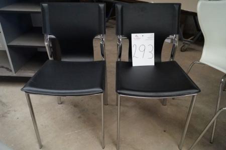 2 pcs. chairs, black leather