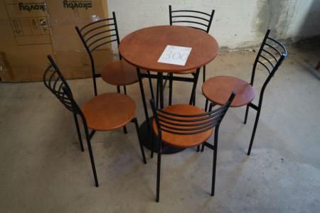 Cafésæt, 5 stole + bord Ø60