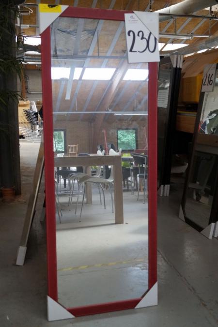 Mirror with red frame (skins). L 137 x B 52 cm
