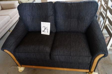 2 pers. Black sofa in fabric m. Løle cushions, high back