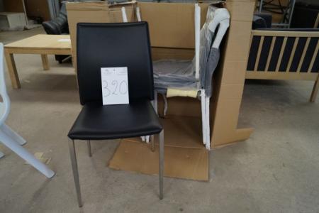 4 Stk. Stühle, schwarzes Leder, Chromrahmen