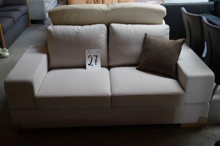 2 pers. Cremefravet sofa, fabric, loose cushions, armrests