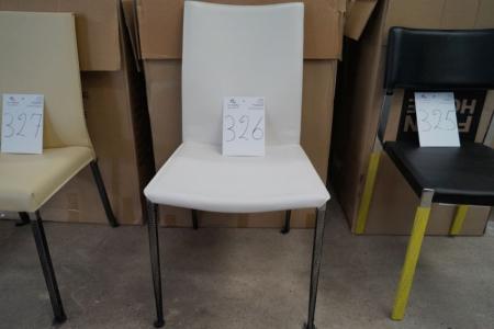 6 pieces. dining chairs, white leather, frame chromium