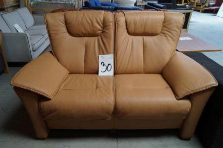 2 pers. Light brown leather sofa, high back