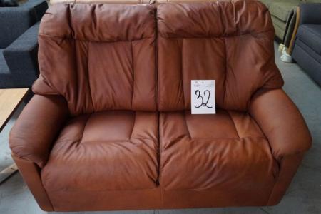 2 pers. Brown leather sofa m. High back