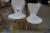 4 pcs. chairs, white leather, chrome frame