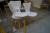 4 pcs. chairs, white leather, chrome frame