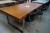 Dining table, cherry veneer, L 200 x B 95 cm + 4 chairs, black leather