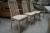 Spisebord, eg L 200 x 100 cm + 3 stk. stole, eg med velour stof
