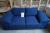 2 pers. Blue sofa in fabric m. Fixed cushions, low back