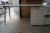 Schreibtisch m. Mattiertes Glas, Chrom Beine, L 150 x B 55,5 cm + Schublade Möbel m. 3 Schubladen