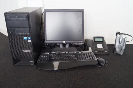 PC Lenovo, DELL monitor, keyboard, Microsoft, tel. And headset