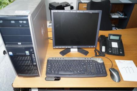 PC, HP4400, skærm og tastatur, DELL + tlf.