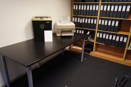 Schreibtisch, 3-tlg. Regale u / content, Shredder, Fax