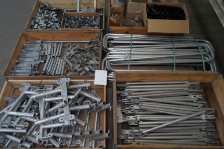 6 pallets of various galv. Pipe clamps + fittings etc.