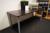 Desk, 3 pcs. shelving u / content, shredder, fax