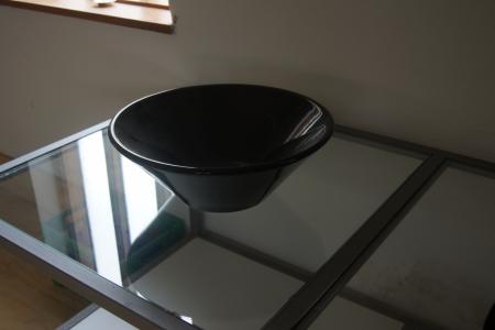 Round black ceramic sink