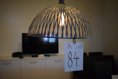 1 piece lamp. Made of the same material as used for merging of the curve. Thin-light "wood chips", which is painted gray. Diameter bottom of the lamp = 60 cm. Height = ca. 40 cm.