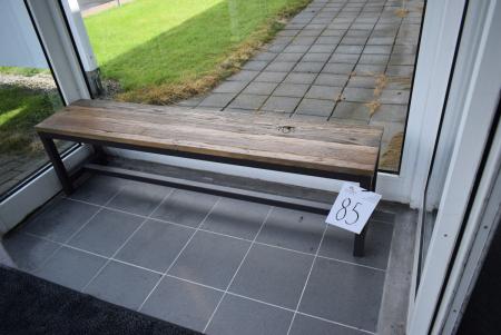 Garden bench with antique look of wood with black frame h45xb170xd35 used in the show. new price 1499