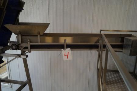 Conveyor, L 220 x W 37.5 cm, with funnel and motor