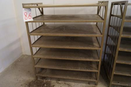 Shelf with 7 shelves, stainless steel, L 128 x W 80 x H 150 cm. Between shelves 20 cm.