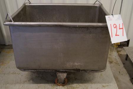 Stainless steel carriage with tub and sinks, L 80 x W 58 x H50 cm