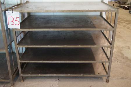 Stainless steel shelf, L 128 x W 80 x H 116 cm