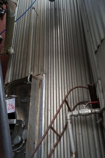 Stainless steel tank, 15000 L, Ø220 cm, about H 460 cm with manhole.