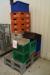 2 plastic pallets by about 20 pcs. plastic boxes in various sizes