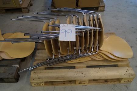 10 pcs. molded chairs in beech. Traces worn