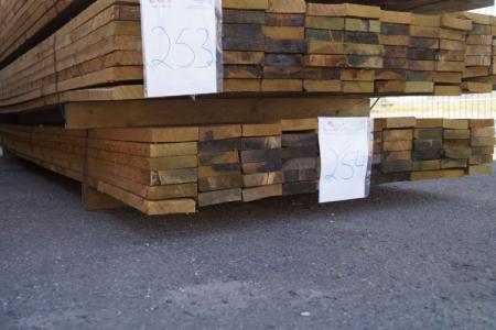 25 x 100 mm full-edged boards impregnated, ca. 60 pieces of 3.30 cm