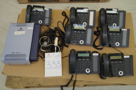 Digital PBXs LDP-7024D, with 7 pcs. telephone equipment and control box. Incl. Cables