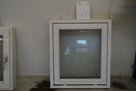 1 Stck. weiß bemalte Fenster mit Milchglas. B 68 x H 77 cm