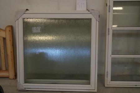 2 stk. hvidmalet vinduer med klar/matteret glas. B 120 x H 120 cm