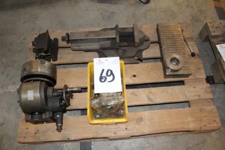 Pallet with magnet plane 400 x 160 mm + parts Head + large machine vise jaw width 140 mm
