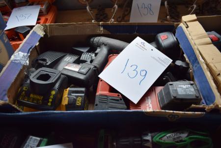 Box with Skil, Hilti, Dewalt, Atlas copco battery machines are not tested.