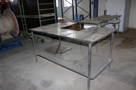 Rustfri bord med indhak, 170 x 100 cm