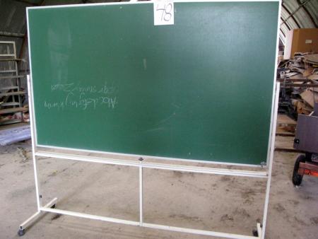 School board on tripod / wheel. Reversible - Chalkboard on both sides. Writing surface about 118 x 197 cm. A bad wheel
