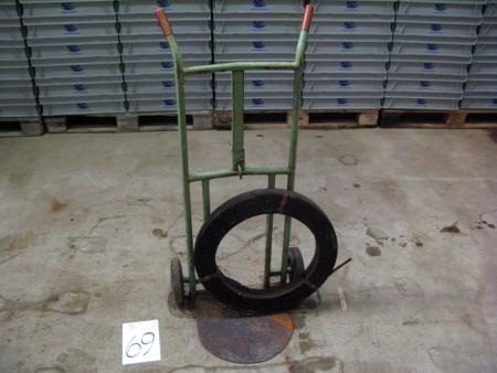 Hand truck for barrels - and steel strip (rusty)