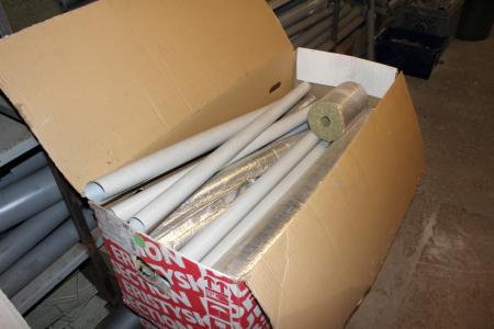 2 boxes of various pipe insulation + various pipe insulation on the shelf