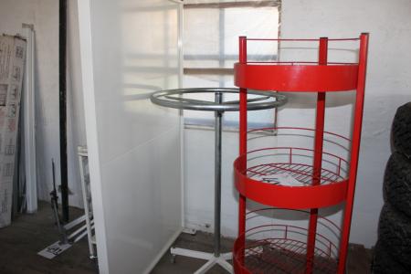 1 Clothing rack, around + 1 wire rack, red and 1 steel Wall