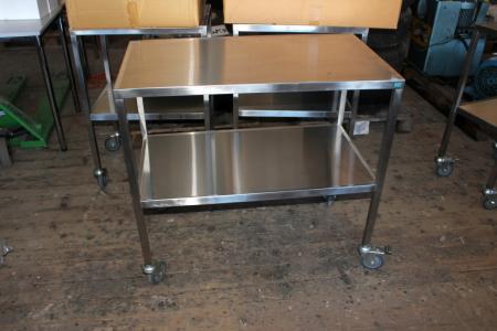 1 Stk. Edelstahl Tisch 70 x 90 cm, zwei Räder w / Bremse NEU